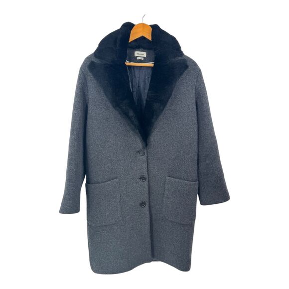 Zadig & Voltaire Coat Wool Gray Detachable Rabbit Fur Collar Size S - Picture 3 of 7